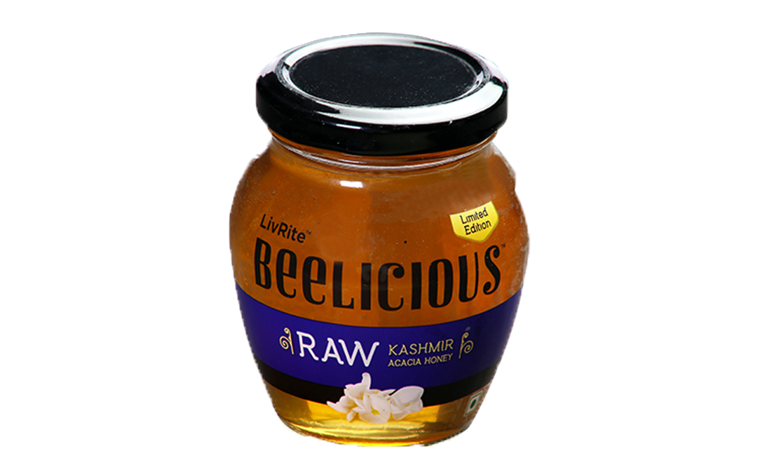 LivRite Beelicious Raw Kashmir Acacia Honey    Glass Jar  400 grams